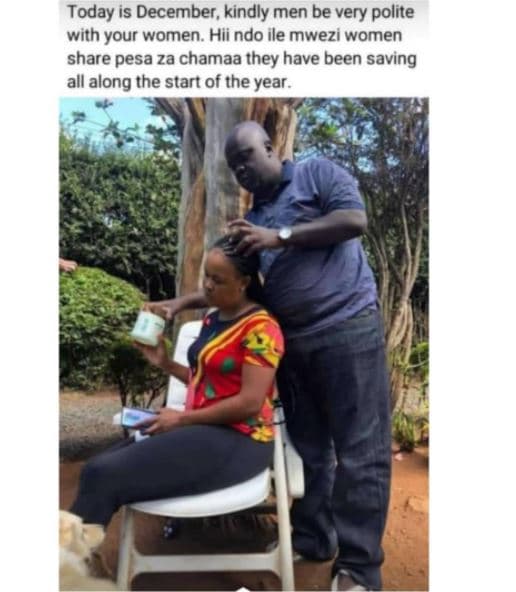 Today is december, kindly men be very polite with your women hii ndo ile mwezi w