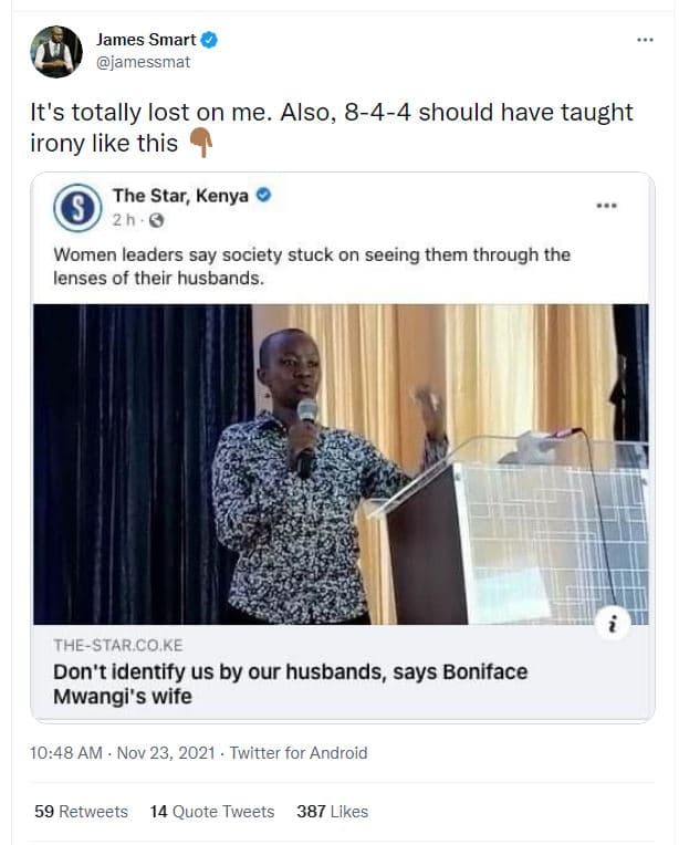 James smart jamessmat it's totally lost on me. also 844 should have taught irony