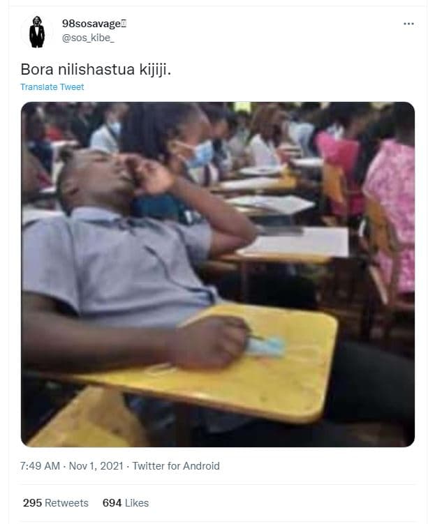 98sosavage _ sos_kibe bora nilishastua kijiji . translate tweer 749 am nov 1, tw
