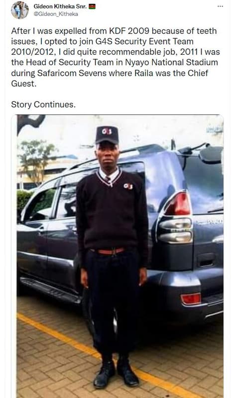 Gideon kitheka snr. gideon_kitheka after was expelled from kdf because of teeth