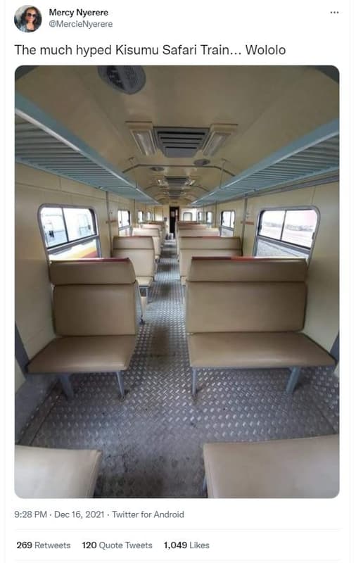 Mercy nyerere mercienyerere the much hyped kisumu safari train.. wololo 9.28 pm