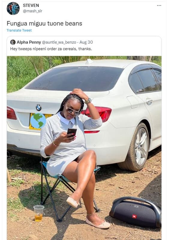 Steven mash_sir fungua miguu tuone beans translate tweer alpha penny auntie_wa_b