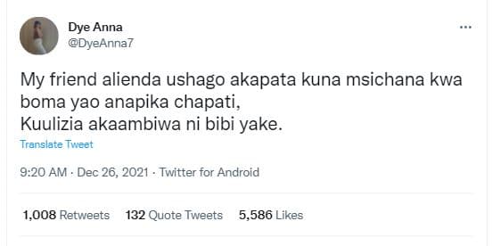 Dye anna dyeanna7 my friend alienda ushago akapata kuna msichana kwa boma yao an