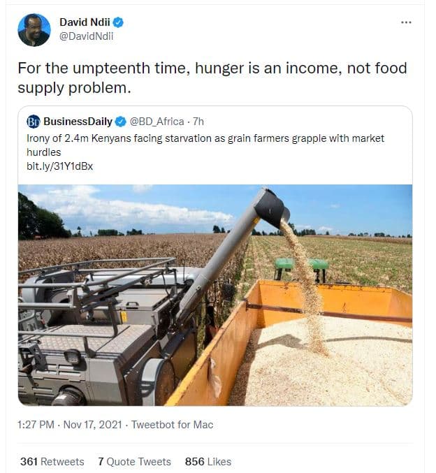 David ndii davidndii for the umpteenth time, hunger is an income not food supply