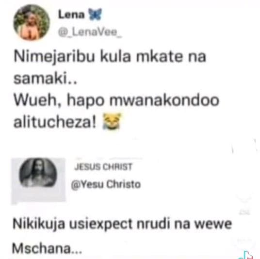 Lena wlenovoe nimejaribu kula mkate na samaki . wueh, hapo mwanakondoo alituchez