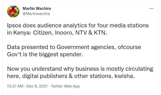 Martin wachira martowachira ipsos does audience analytics for four media station