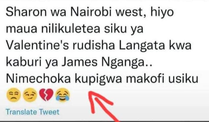 Sharon wa nairobi west, hiyo maua nilikuletea siku ya valentine's rudisha langat