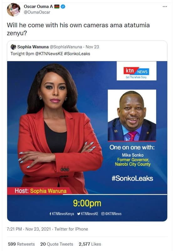 Oscar ouma a oumaoscar will he come with his own cameras ama atatumia zenyu? sop