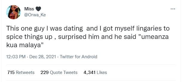 Miss orwa_ke this one guy was dating and got myself lingaries to spice things up