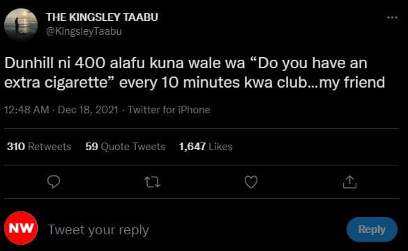 The kingsley taabu kingsleytaabu dunhill ni 400 alafu kuna wale wa do you have a