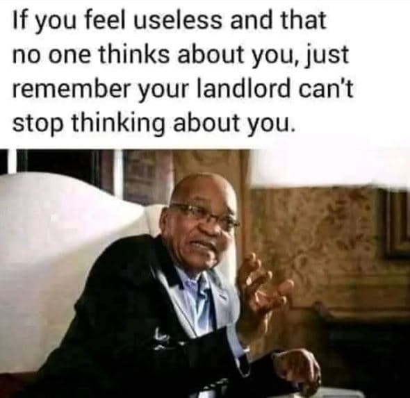 If you feel useless and that no one thinks about you just remember your landlord