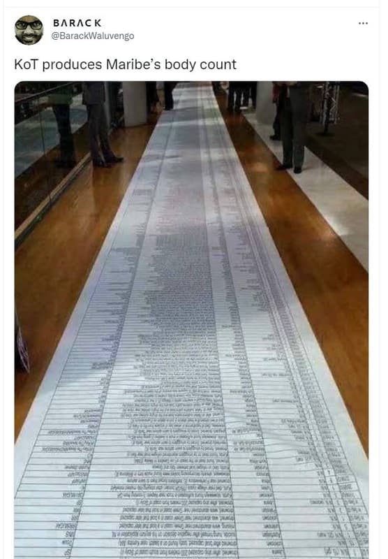 Barac k barackwaluvengo kot produces maribe's body count