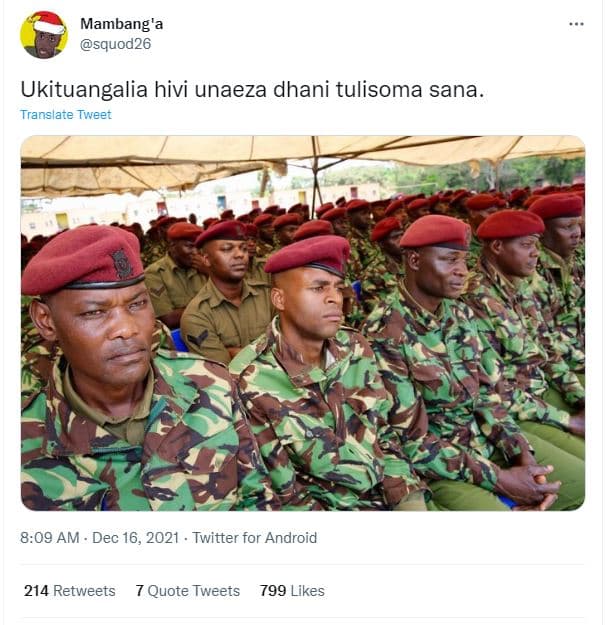 Mambang'a squod26 ukituangalia hivi unaeza dhani tulisoma sana. translate tweer