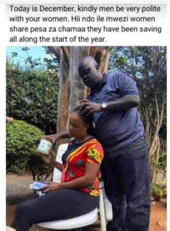 Today is december, kindly men be very polite with your women. hii ndo ile mwezi