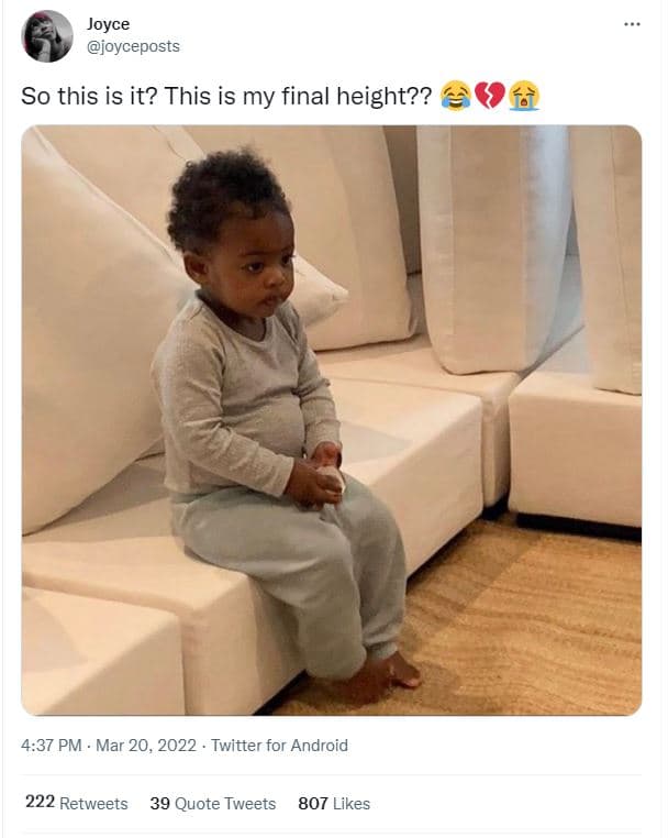 Joyce joyceposts so this is it? this is my final height?? 4.37 pm mar 20, twitte