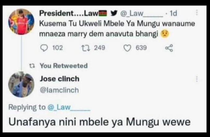 President law law id kusema tu ukweli mbele ya mungu wanaume mnaeza marry dem an