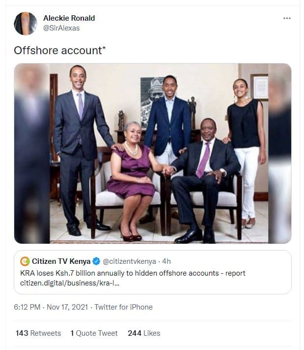 Aleckie ronald siralexas offshore account citizen tv kenya citizentvkenya 4h kra