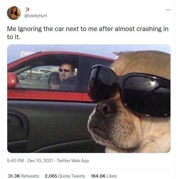 Lowkyhurt me ignoring the car next to me after almost crashing in to it. 5.40 pm