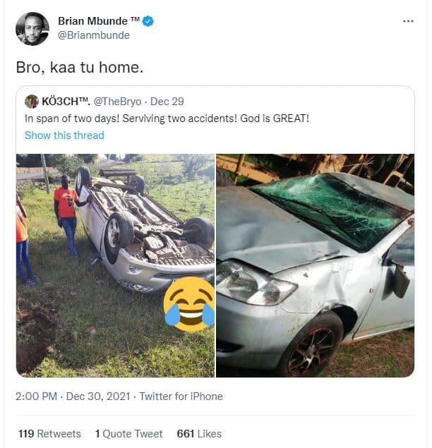 Brian mbunde brianmbunde bro, kaa tu home. kö3chti. thebryo dec 29 in span of tw