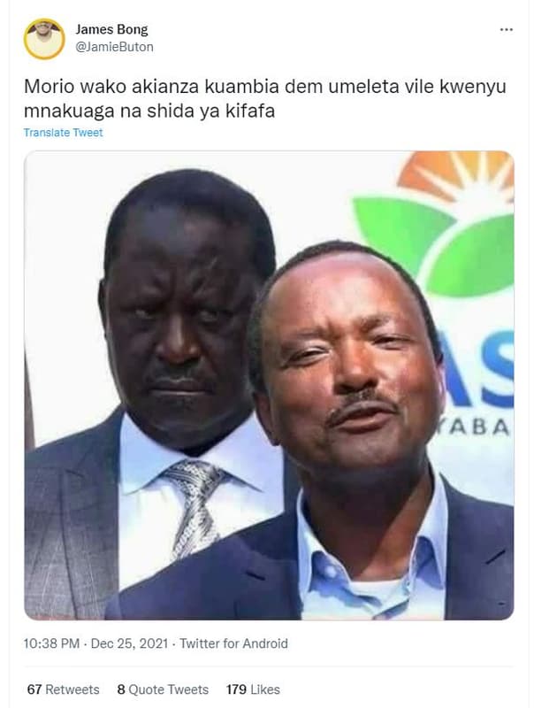 James bong jamiebuton morio wako akianza kuambia dem umeleta vile kwenyu mnakuag