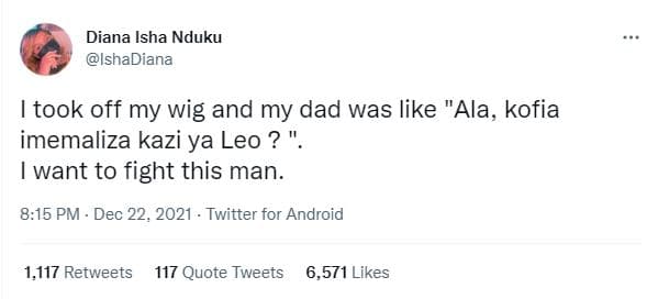 Diana isha nduku ishadiana took off my wig and my dad was like ala kofia imemali