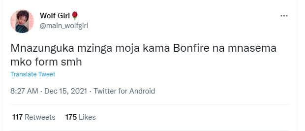 Wolf girl main_wolfgirl mnazunguka mzinga moja kama bonfire na mnasema mko form