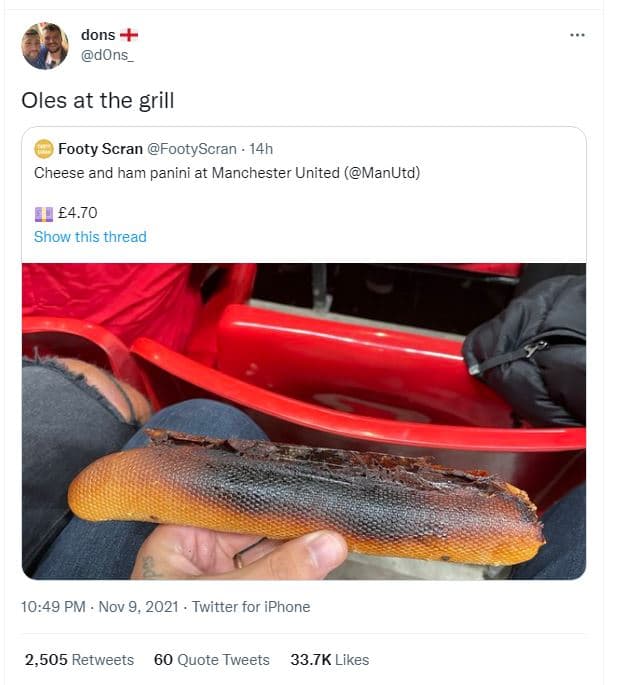 Dons dons oles at the grill footy scran footyscran 14h cheese and ham panini at