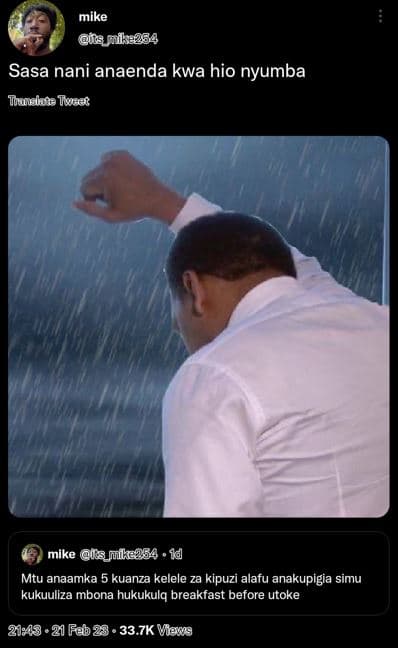 Mike us ak 254 sasa nani anaenda kwa hio nyumba tannelkse teet mike us fik?s4 mt