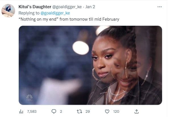 Kitui's daughter goaldigger_ke jan 2 replying to goaldigger_ke nothing on my end