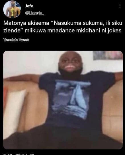 Jefe lmmoñi_ matonya akisema 'nasukuma sukuma, ili siku ziende mlikuwa mnadance