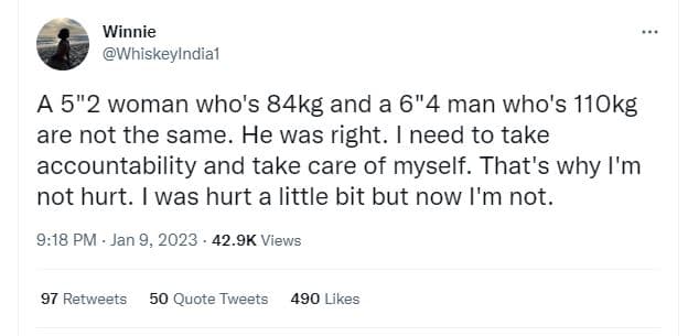 Winnie whiskeylndial a 52 woman who's 84kg and a 64 man who's 11okg are not the