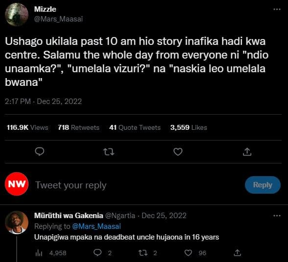 Mizzle mars_maasai ushago ukilala past 10 am hio story inafika hadi kwa centre.