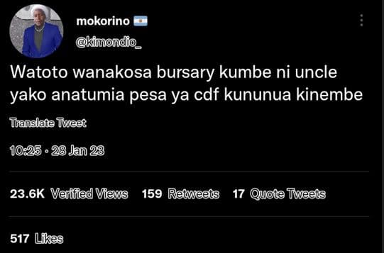 Mokorino kimondo_ watoto wanakosa bursary kumbe ni uncle yako anatumia pesa ya c