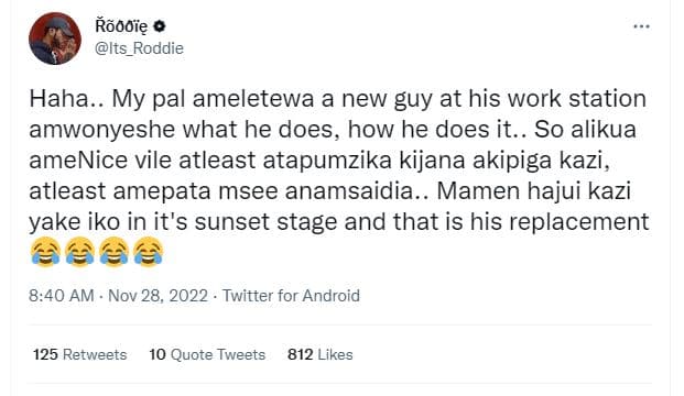 Ãtmię 0 its_roddie haha.. my pal ameletewa a new guy at his work station amwonye