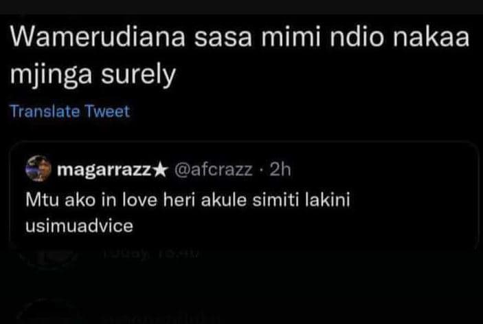 Wamerudiana sasa mimi ndio nakaa mjinga surely translate tweet magarrazz afcrazz