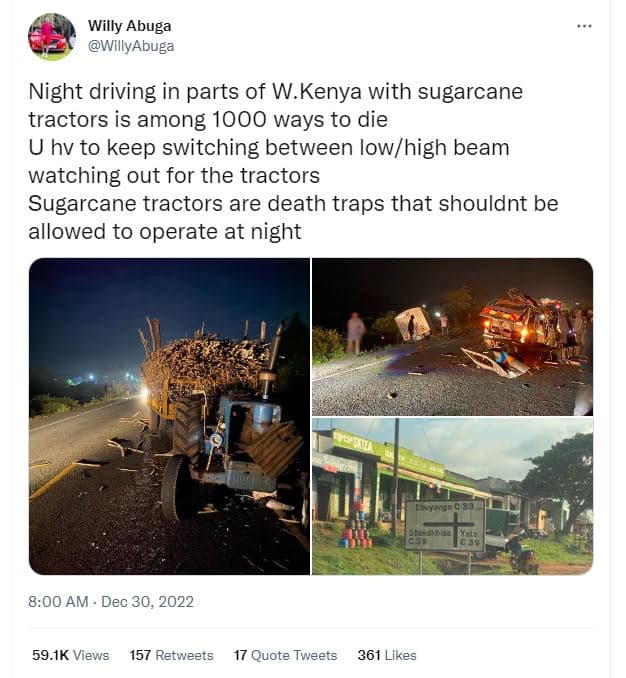 Willy abuga willyabuga night driving in parts of w.kenya with sugarcane tractors
