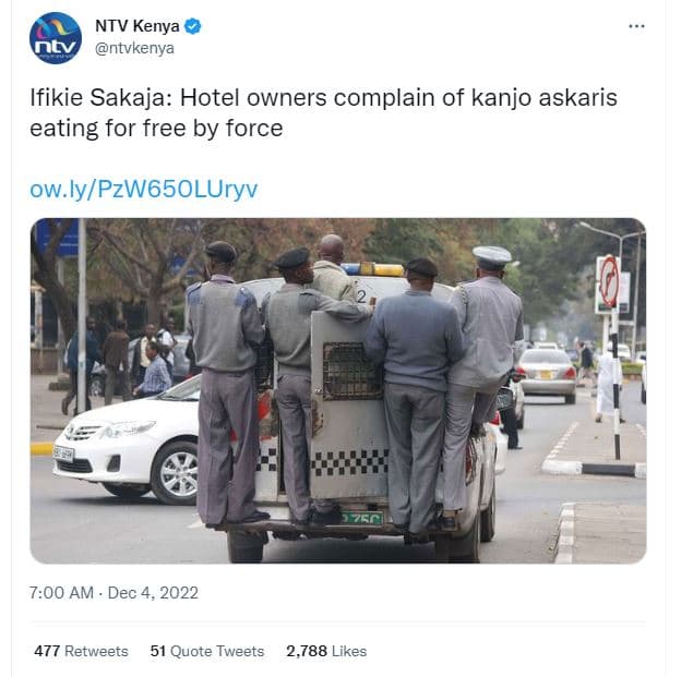 Ntv kenya nt ntvkenya ifikie sakaja hotel owners complain of kanjo askaris eatin