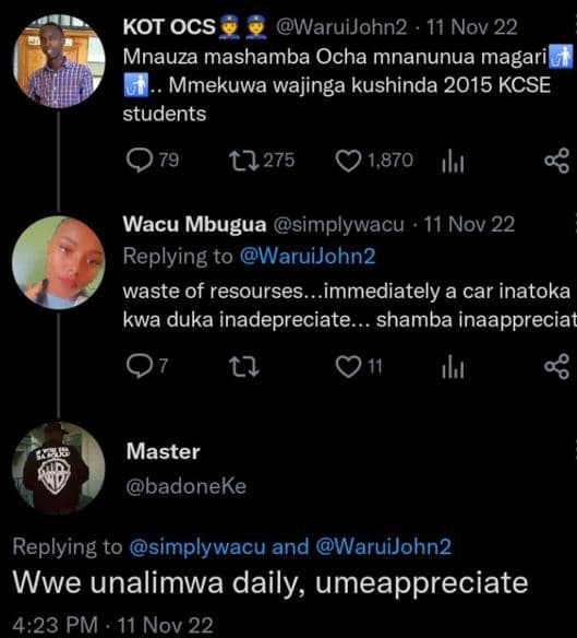 Kot ocs waruijohn2 11 nov 22 mnauza mashamba ocha mnanunua magari mmekuwa wajing