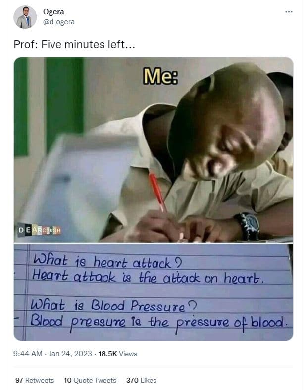 Ogera d_ogera prof five minutes left. me dhat_is_heart attack 2 hegrt_attock_us_