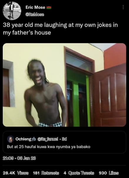 Eric mose csmose 38 year old me laughing at my own jokes in my father's house oc