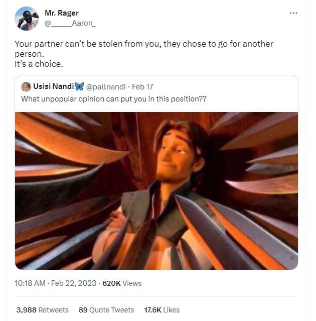 Mr. rager aaron your partner can't be stolen from you they chose to go for anoth