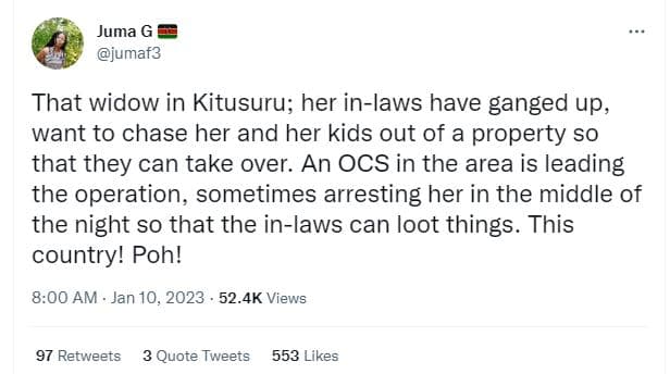 Juma g jumaf3 that widow in kitusuru her inlaws have ganged up, want to chase he