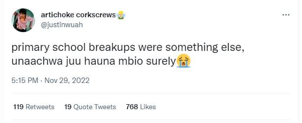 Artichoke corkscrews justinwuah primary school breakups were something else, una