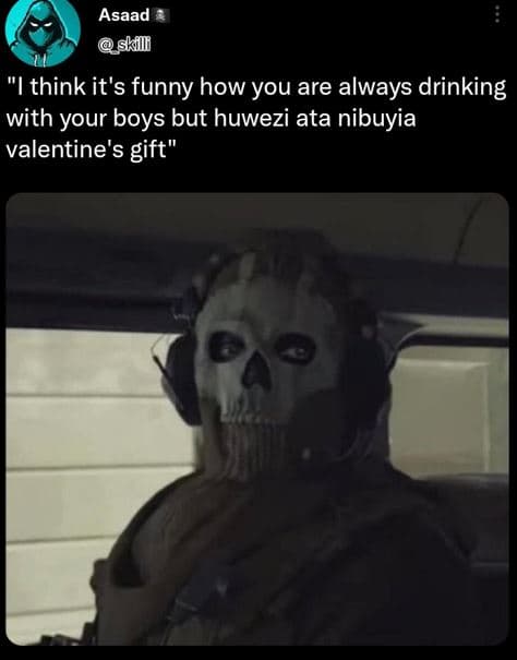 Asaad skii think it's funny how you are always drinking with your boys but huwez