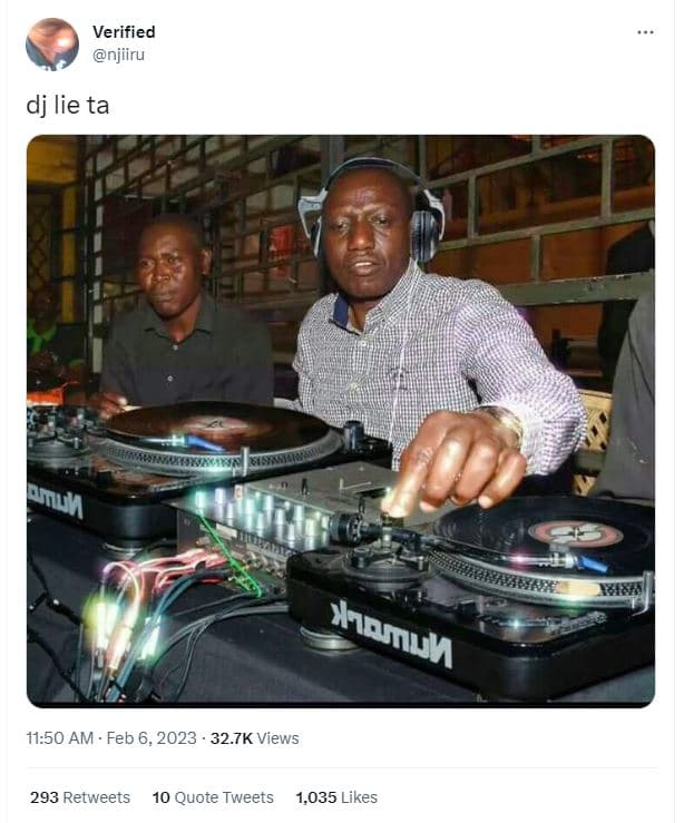 Verified njiiru dj lie ta 11.50 am feb 6, 32.7k views 293 retweets 10 quote twee