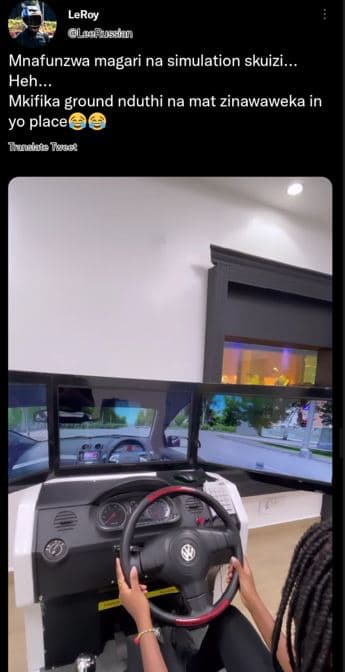 Leroy gluaraossien mnafunzwa magari na simulation skuizi._ heh.. mkifika ground