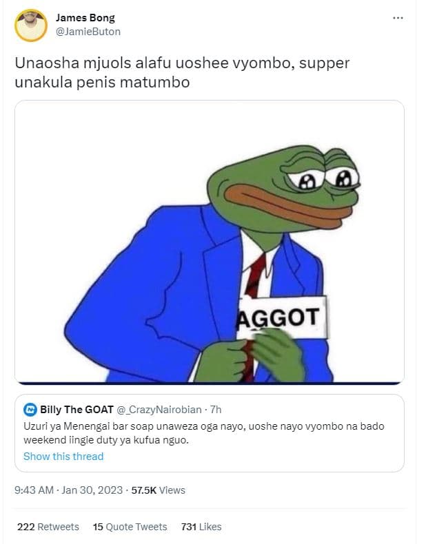 James bong jamiebuton unaosha mjuols alafu uoshee vyombo, supper unakula penis m