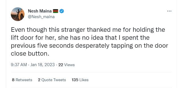 Nesh maina nesh_maina even though this stranger thanked me for holding the lift