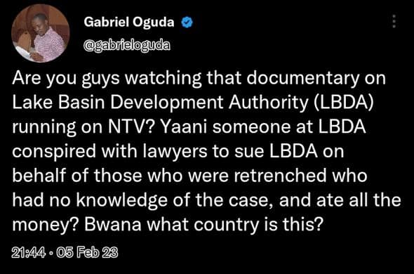 Gabriel oguda bfieloguda are you guys watching that documentary on lake basin de