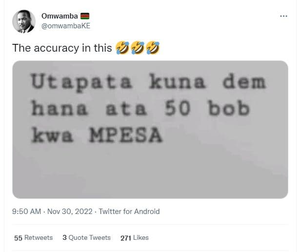 Omwamba omwambake the accuracy in this 331 utapate kuna dem hana aa 50 bob kwa m
